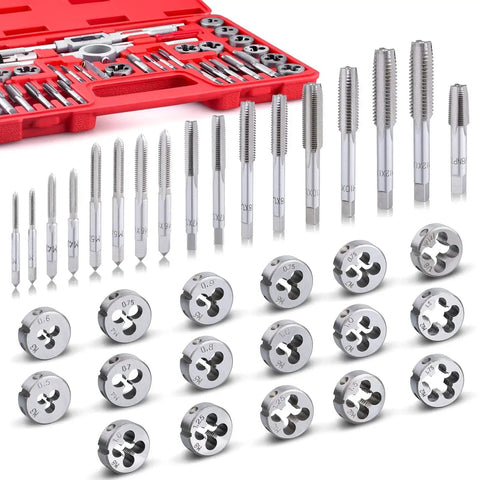 Pro Grade Tap And Die Set For Metal Threading With Metric M3 To M12 Coarse And Fine Threads 40 Piece Kit With Handles Accessories And Case