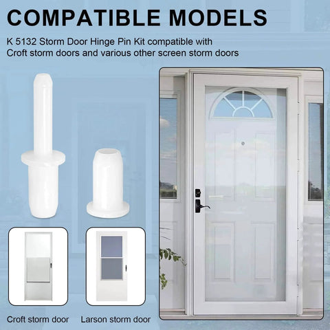 Six Sets Of 1-7/16 Inch Screen And Storm Door Hinge Pin Kit With White Nylon Pins For Croft Storm Doors, with Compatible Models