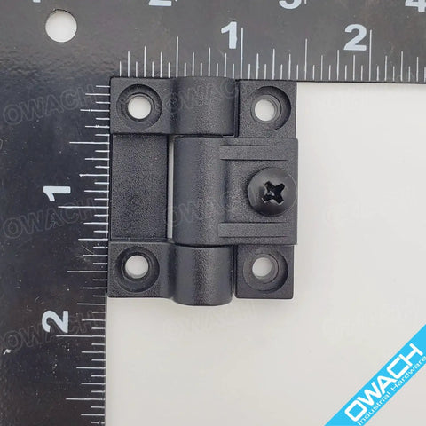 Two Pack Adjustable Torque Hinge With 0-0.8 Nm Symmetric Torque For Electronics Boxes And Pochade Boxes Durable Acetal Hinge Body With Polycarbonate Pin And Stainless Steel Screw Nut Replacement BH-672-2 OWACH E6-10-301-20 with measuring scale for size reference.
