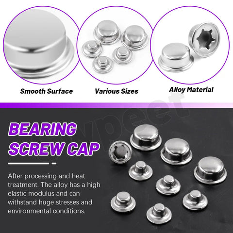 80Pcs M5 M6 M8 M9 M10 Push On Pushnut Cap Stud Kit With Zinc Mechanical Finish Heavy Duty Axle Cap Nuts for Rolling Bins.