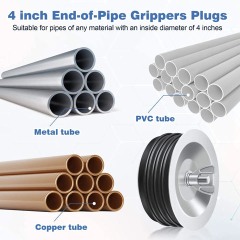 1 Pack 4 Inch End Of Pipe Gripper Mechanical Plug With Galvanized Screw And Wing Nut For Outdoor Sewer Cleanout Drain Airtight Gasket
