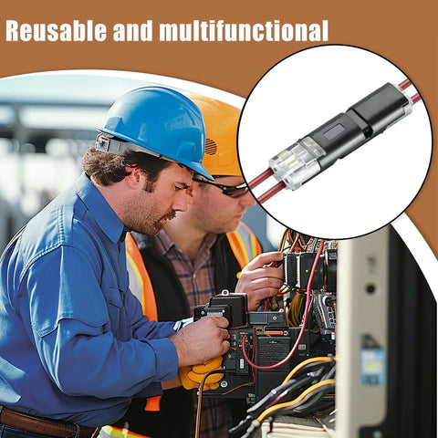 Workers using 50 Pieces Quick Clip Fasteners For 22 18 AWG Automotive LED Wire Connectors And LED Strip Splicing on-site.