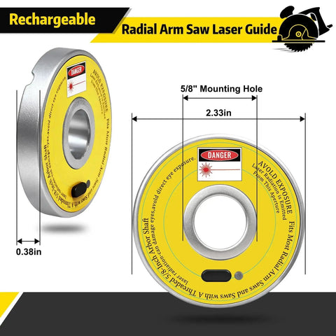 Rechargeable Radial Arm Saw Laser Guide For Five Eighth Inch Arbor With Snap In Slim Design Brighter Laser Auto Activation