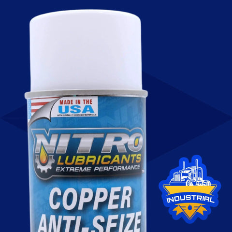 Front view of Copper Anti Seize Spray For Nuts Bolts Studs Bearings And Slides, Heavy Duty High Temp 14 Oz, Made in USA, label visible.