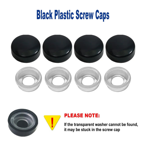 Anti Theft Black License Plate Screws Set For Cars Locking Bolts For Front And Rear Mounting M6 Stainless Steel With Caps