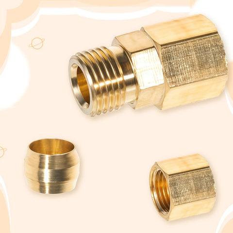 Brass compression tube fittings, 1/4 in OD x 1/4 in OD, 2 pcs, refrigerator water line connector, Amazon