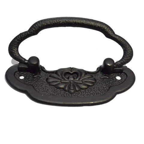 4 Pcs Black Ring Drawer Pulls With Screws, Vintage Antique Style Cabinet Handles For Furniture Wood Boxes And Jewelry Cases