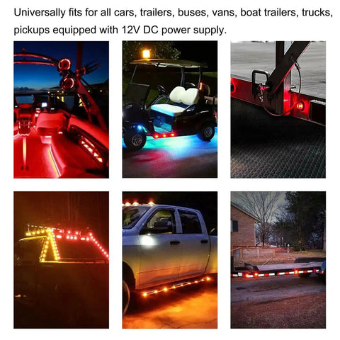 Round Three Quarter Inch LED Clearance Light Go To Universal 12V Front Rear Side Marker for Truck Car Bus Trailer Van Caravan Boat Waterproof Red and Amber Lighting with 3 LED Lens SAE P2 PC DOT Approved installed on vehicles