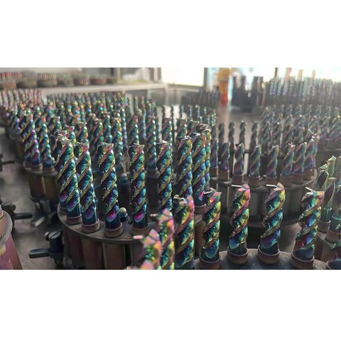 Pro Grade Carbide End Mills Set With DLC Coating For Aluminum And Composite Materials, three-flute, close-up view