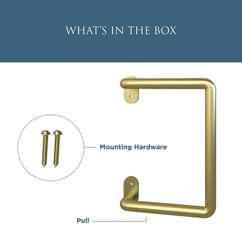 Troy Pull Handle N700-105 For Interior Sliding Barn Doors 8 Inch Brushed Gold Finish with mounting hardware shown