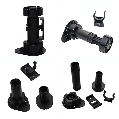 Beefed-Up Black Cabinet Leveler Legs Set 12 Pack Each Leg Supports 330 Lb Adjustable From 3 7/8 In To 5 3/8 In Components View
