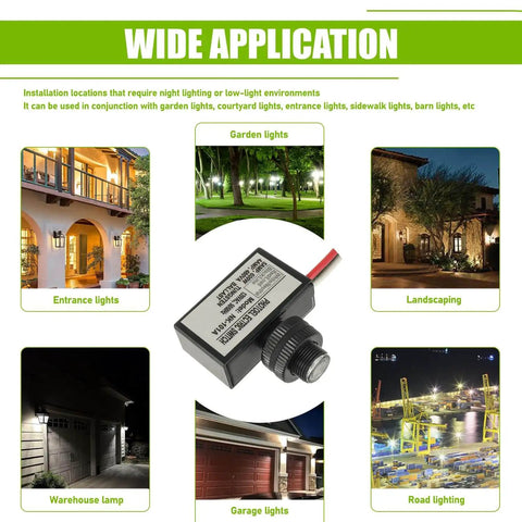 Outdoor 105V To 130V AC Photocell Light Sensor Switch For Dusk To Dawn Auto Lighting wide application examples for various settings