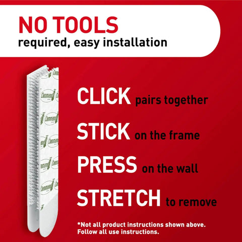 Instructions for Heavyweight Picture Hanging Strips XL 20 Lb 16 Pairs 32 Strips White Adhesive Damage Free Hangers