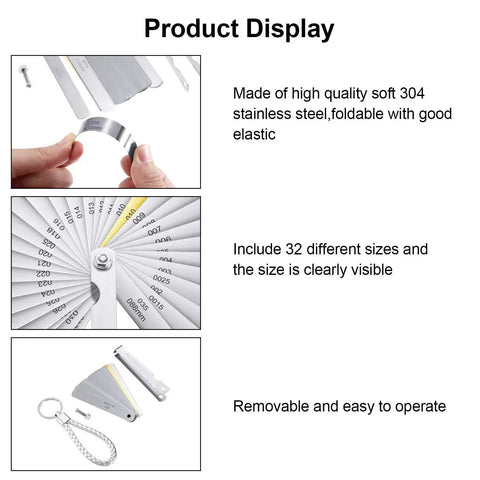 Product display of Two Pack Steel Feeler Gauge Set With Dual Metric And Imperial Markings For Quick Gap Checks Foldable And Portable