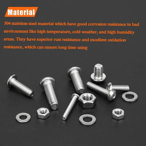 Premium 810 Piece Stainless Steel Socket Cap Screw Kit For M3 M4 M5 M6 With Nuts And Flat Washers Including Hex Wrenches