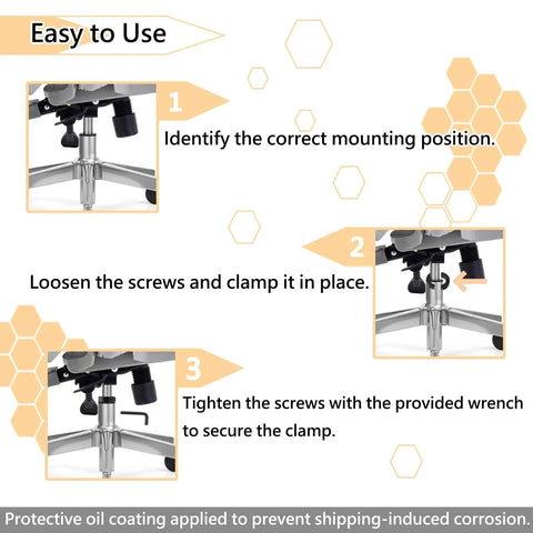 Installation steps for Heavy Duty Height Lock Bracket 2 Pack For Office Chair Sagging Fix Prevents Chair Sinking By Securing A Failed Gas Cylinder Durable Carbon Steel Construction For Safe Reliable Support.
