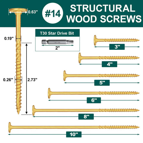 14 Gauge 3 Inch Wood Lag Screws 54 Piece Star Drive Decking Screws Rust Resistant Timber Screws For Timber Log And Landscaping