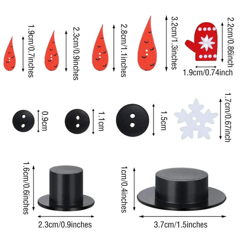 Massive Christmas Craft Button Kit With 450 Pieces Including Carrot Noses Tiny Black Buttons Mini Plastic Top Hats Glove Buttons And White Snowflake Buttons For DIY Ornaments And Holiday Decor