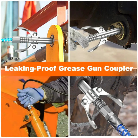 Heavy Duty Grease Gun Coupler With Double Handle And 6 Claw Design, 12000 PSI High Pressure Fittings for machinery maintenance