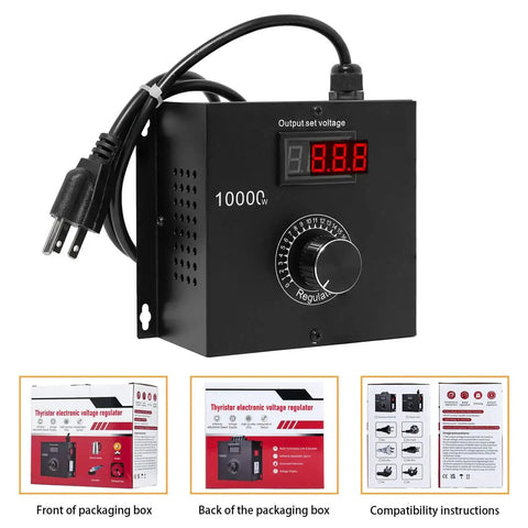 Heavy Duty AC Variable Speed Controller For Tools And Appliances, 120V To 240V Input, adjustable voltage dial and display