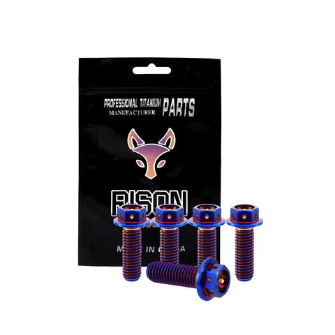 Burnt Blue Titanium Hex Head Flange Bolts M6x12mm Pack Of 5 GR5 Ti6Al4V Aviation Grade Titanium With PVD Finish for DIY projects