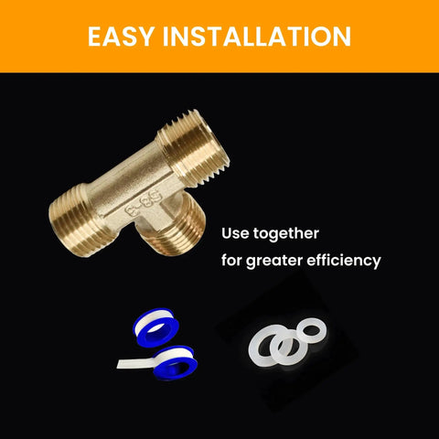 Brass Tee Pipe Fitting Equal Tee with 1/2 Inch Male Threads for Easy Installation and Repair, 3 Way Connector with Teflon Tape