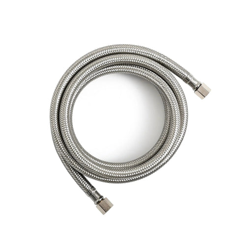 Ice maker water supply hose, 6 ft braided stainless steel with 1/4 in compression fittings