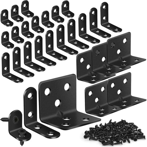 Heavy Duty L Brackets For Shelves 107 Piece Value Set with Multiple Sizes and Screws, Rustproof Metal Supports for Wood Furniture Repair