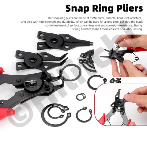 312 Pcs Snap Rings Kit With C Clips And E Clips Manganese Steel Retaining Ring Set shown with plier and tweezers