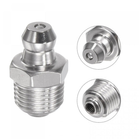 304 Stainless Steel Straight Grease Fittings 1/8-28 Inch Thread, heavy-duty hydraulic lubrication fittings, close-up view