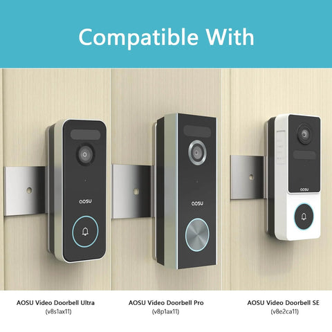 Anti Theft Aluminum Doorbell Mount Bracket With No Drill Design For Smart Doorbells displayed with AOSU Doorbell models