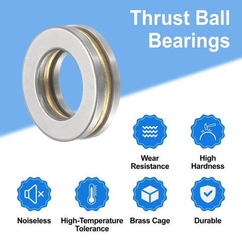 Miniature Thrust Ball Bearing Set 8mm Bore 14mm Outer 4mm Width With Washers Chrome Steel for conveyor systems and tools by Uxcell.