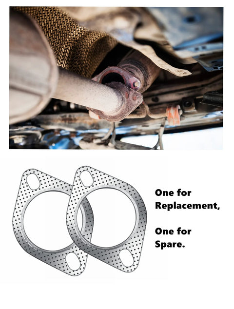 Exhaust gasket 2.5-inch, 2-bolt, high-temperature for muffler flange/manifold, 2-pack