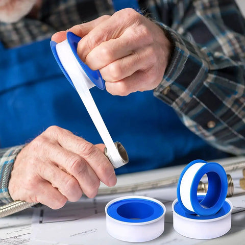 Craftsman using 100 Rolls PTFE Tape One Half Inch By 520 Inches For Plumbing Sealant Waterproof Leak Proof Sealing Tape, Great For Shower Heads, Water Pipes, And DIY Repairs, White.