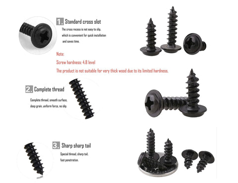 M2.3 And M2.6 Truss Head Self Tapping Screws With Wafer And Pan Washer 1000 Pieces 10 Sizes Assortment Kit Carbon Steel With Black Oxide Finish