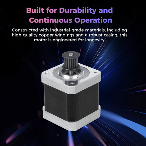 Creality K2/K2 Pro Z-axis stepper motor, black body with silver mounting flanges and pulley