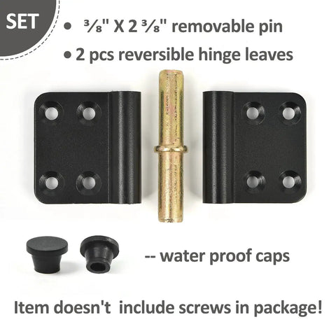 Lift Off 4 Inch Door Hinges Six Pack Black Durable Flag Hinges For Indoor Outdoor Use Detachable And Rust Resistant With 40 Lb Loading Capacity Screws Not Included Mozcorn Today Great Deal, showing hinge set with removable pin and waterproof caps.