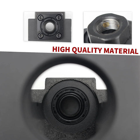 Close-up of Tough As Nails Nema23 Stepper Motor Steel Mounting Bracket with BK12 Bearing and threaded motor mounts.