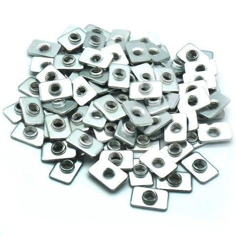 Heavy Duty M5 T Slot Nut For 2020 Aluminum Extrusions Fits 20 Series Profiles 20X20MM Flat Square Pre Assembly Nut Pack Of 100 Zinc Plated Carbon Steel