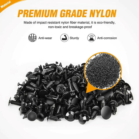 Car Bumper Retainer Clips Kit 240Pcs 12 Sizes Push Pin Rivets For Trim Fender made of premium grade nylon