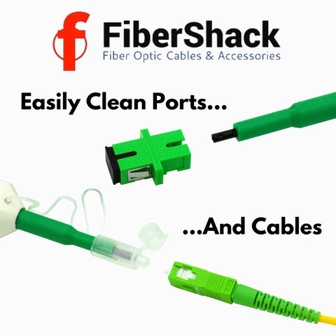 Fibershack 2.5mm fiber optic cleaner pen for FC/SC connectors, green dust caps and protective case