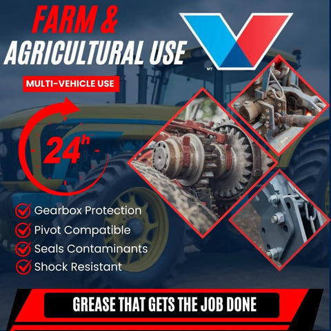 Heavy Duty All Purpose Lithium Grease NLGI 2 for high temperature and water resistant lubrication of farm equipment gears.
