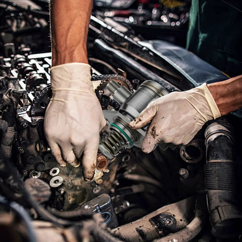 Mechanic installing High Pressure Fuel Pump With Gasket And Bolts For Buick LaCrosse Regal Verano 2.4L Malibu Equinox Captiva