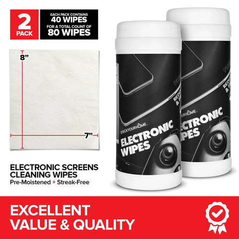 Front view of Streak-Free Electronic Screen Cleaning Wipes 80 Count 2 Pack For TVs And Devices