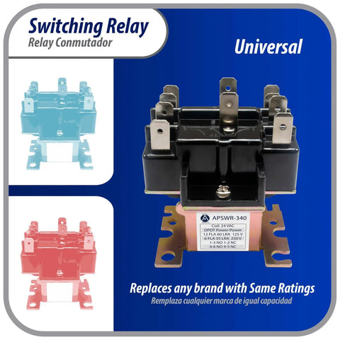 24 VAC DPDT General Purpose Switching Relay For HVAC Systems And Electrical Installations, Controls Fan Motor