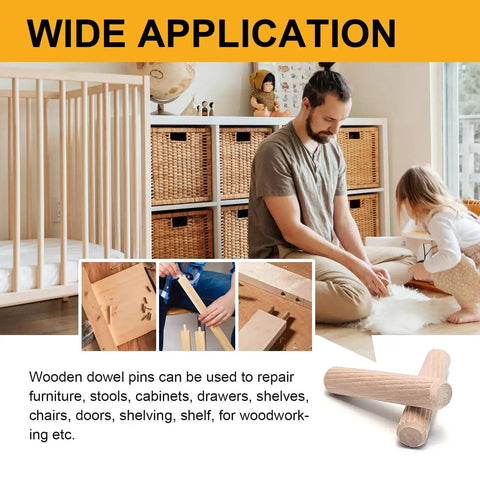 Wide application of 260 Pcs Wooden Dowel Pins Set in four sizes for furniture making and DIY projects.