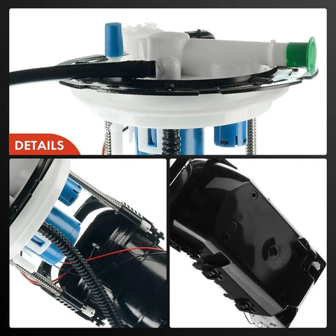 Electric Fuel Pump Module Assembly With Pressure Sensor For 2009 Chevrolet Malibu Pontiac G6 And Saturn Aura 2.4L And 3.5L Engines Direct Fit Replacement Easy Install Plug And Play Replace 19209948 shown in close-up detail