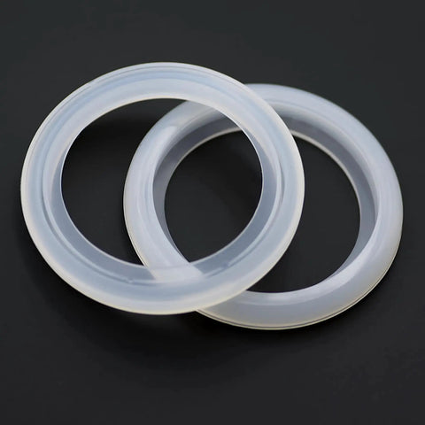 50mm Silicone Steam Ring Replacement Gasket For Breville And Krups Espresso Machines, two white rings on black background