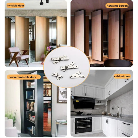 2 Pack Hidden Door Pivot Hinges Solid Stainless Steel Concealed Hinges For Bookcase And Secret Doors in various applications