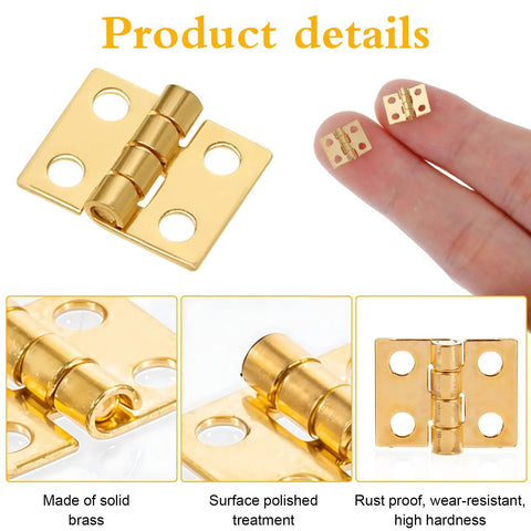 Small Brass Hinges Kit For Jewelry Boxes And Miniatures - 10x8mm Tiny Hinges In Gold And Silver With 400 Screws For DIY Projects, Crafts